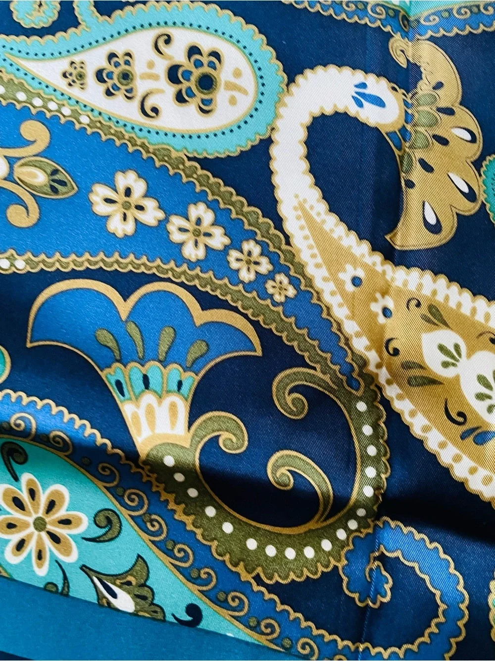 Adrienne Landau Teal & Navy Paisley Silk-Feel Square Scarf